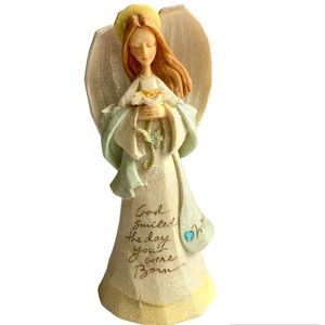 Enesco MARCH Birthday Angel “God Smiled The Day You Were Born" By Karen Hahn